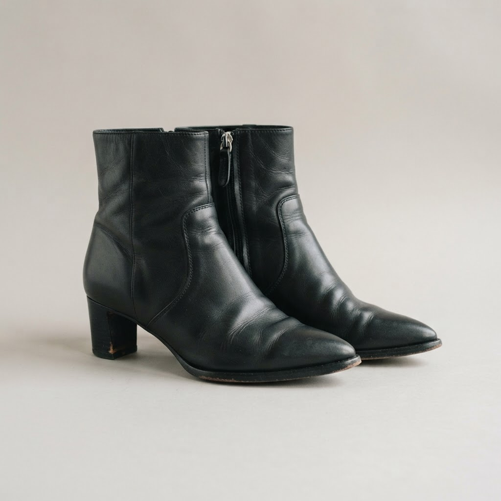 Stuart Weitzman Pointed Ankle Boots in Black leather