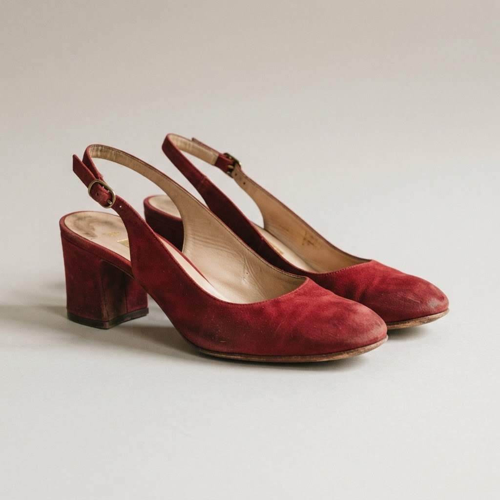 Gianvito Rossi Suede Slingbacks in Deep red